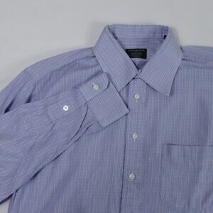 Gitman Bros Shirt Mens 16.5 33 Blue Grid Check Business Office Classic Made‎ USA